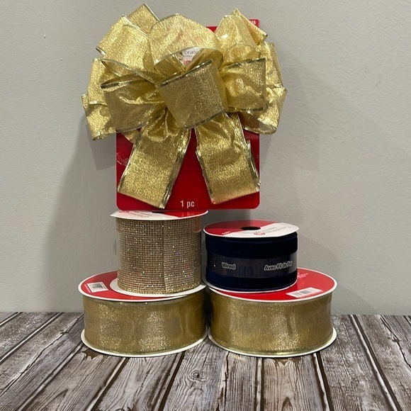 Blue & Gold Holiday Ribbon 👈 - Picture 1 of 5